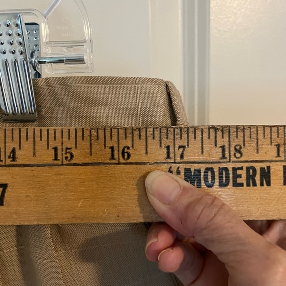 Zanella SHORT Elegant Pleated Tan plaid Pleated Trousers 34X26 - Picture 10 of 13